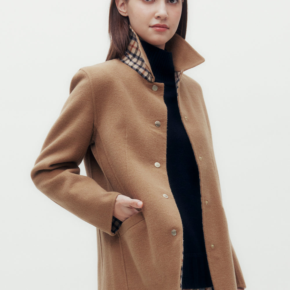 House Check Double Faced Wool Coat