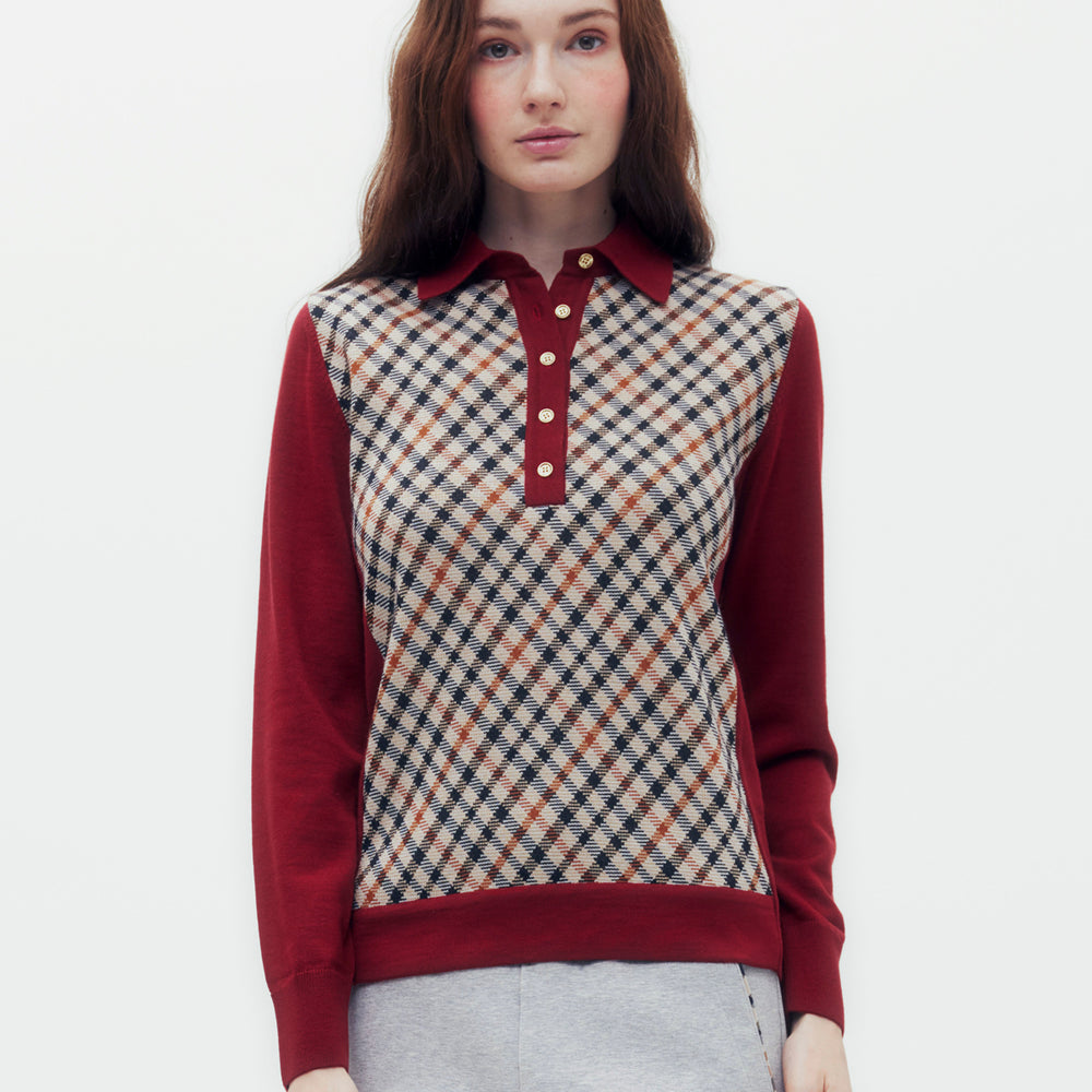 Bias Check Knit Polo Shirt