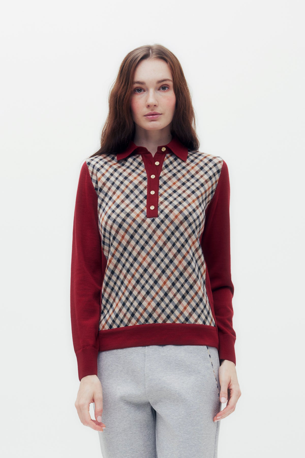 Bias Check Knit Polo Shirt