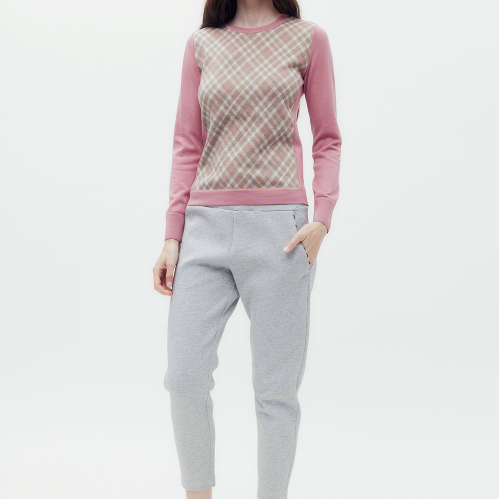 
                      
                        Bias Check Knit Sweater
                      
                    