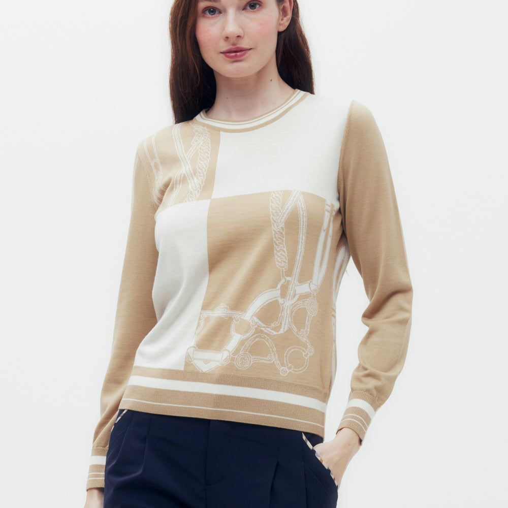 Belt and Chain Graphic Sweater