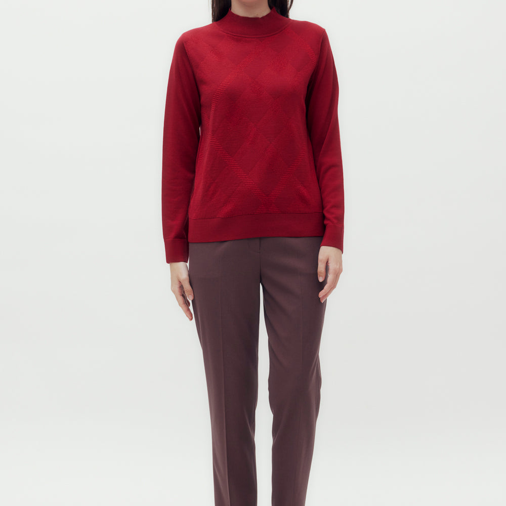 
                      
                        Check Jacquard Mock Neck Sweater
                      
                    