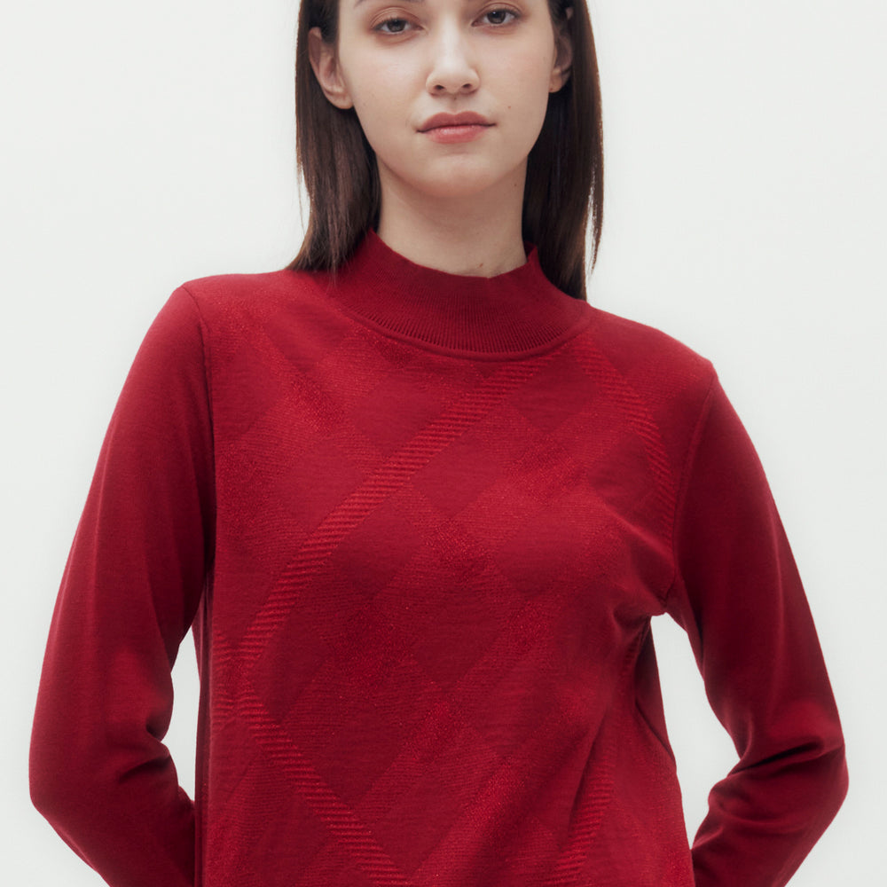 
                      
                        Check Jacquard Mock Neck Sweater
                      
                    