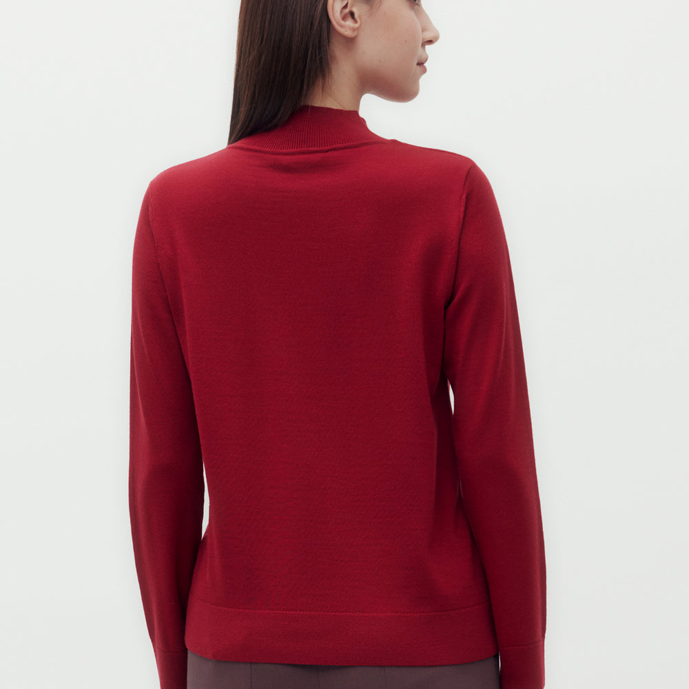 Check Jacquard Mock Neck Sweater