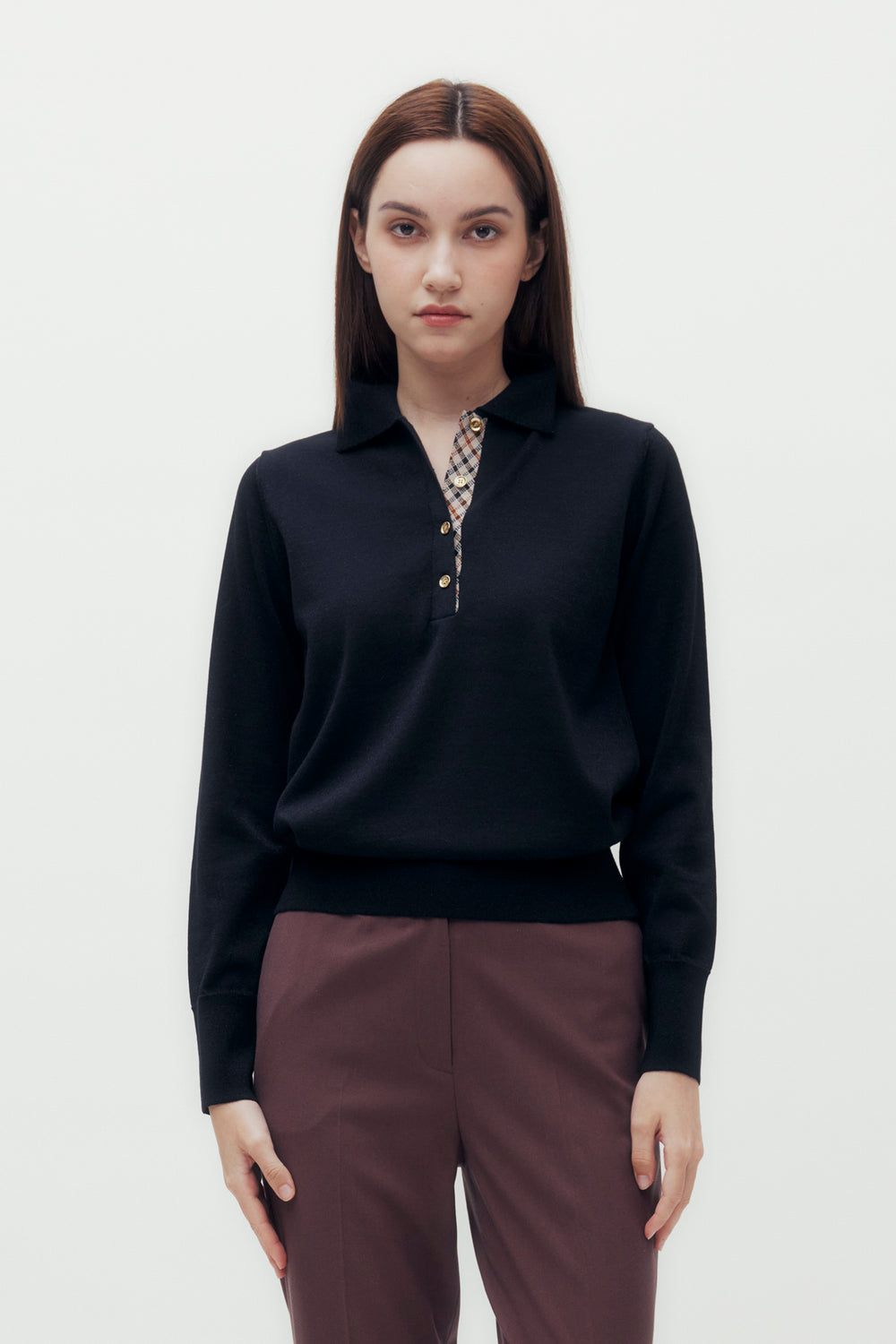 Lamé Yarn Knit Polo Shirt