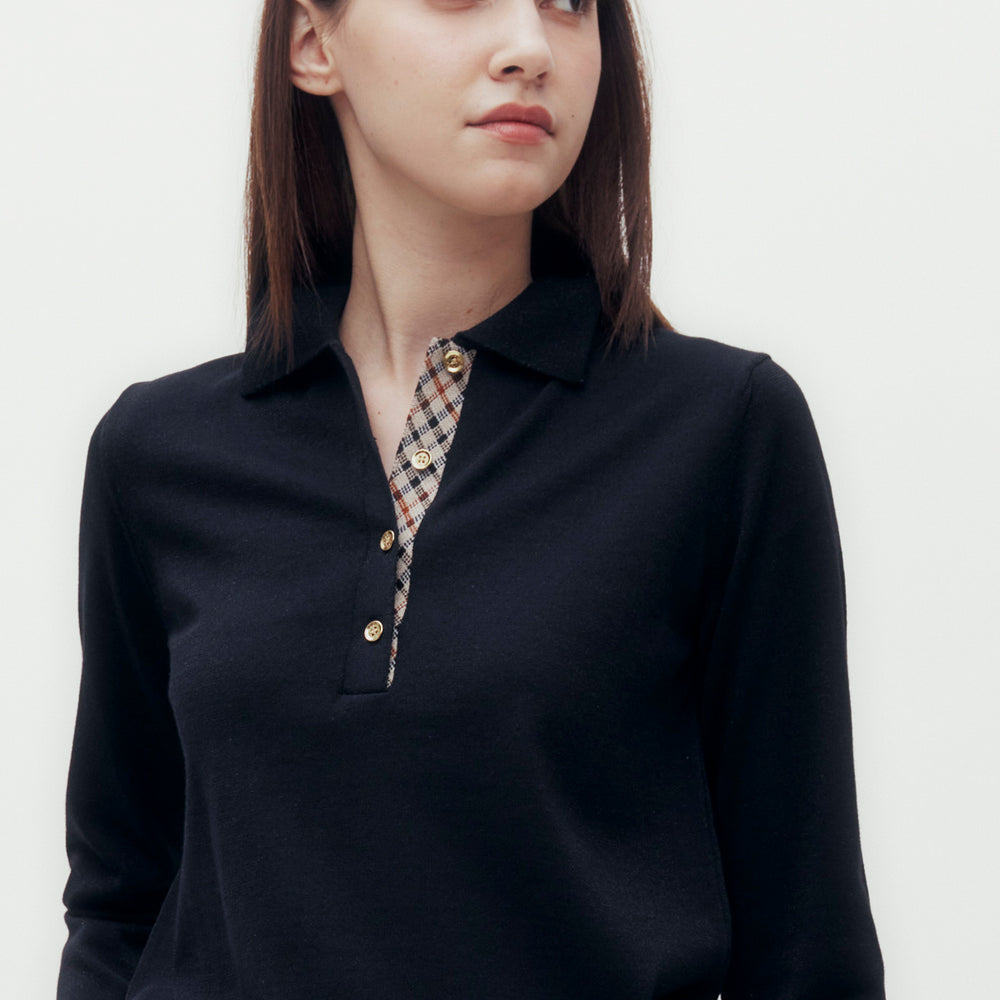 
                      
                        Lamé Yarn Knit Polo Shirt
                      
                    