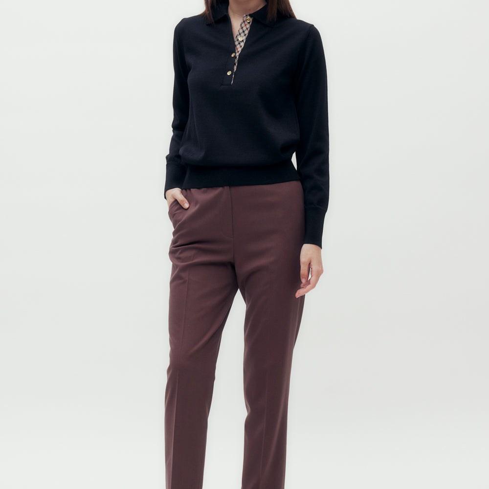 
                      
                        Lamé Yarn Knit Polo Shirt
                      
                    