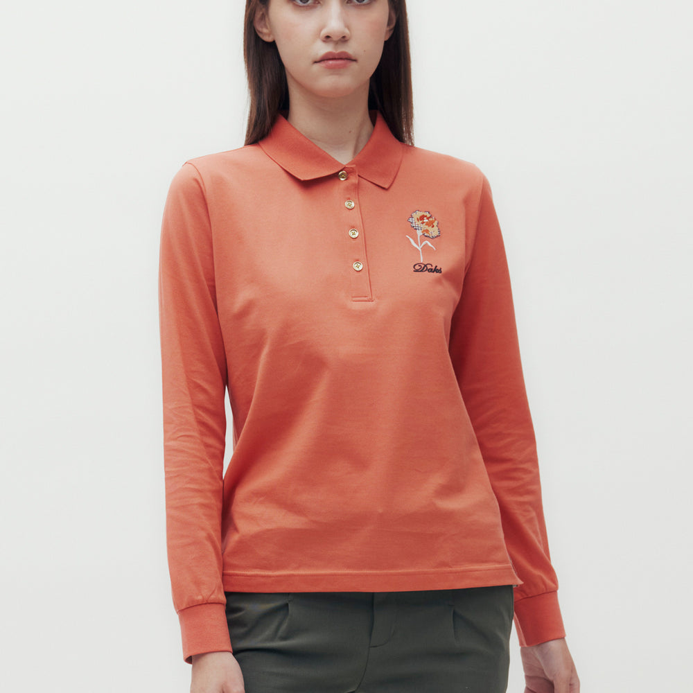 Carnation Motif Polo Shirt