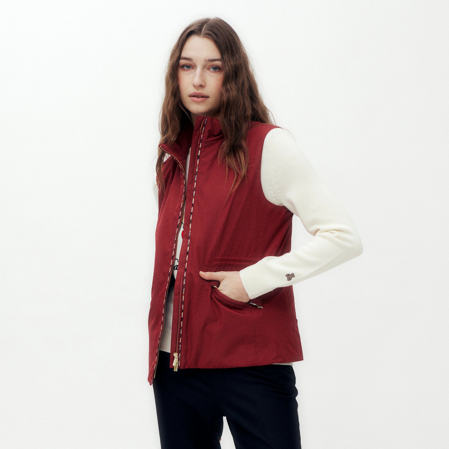 House Check Piping Vest DG L