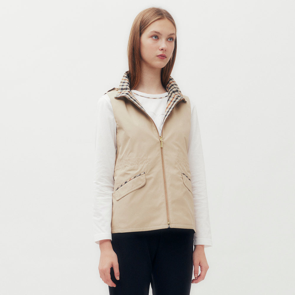 Reversible House Check Vest with Hood DGL