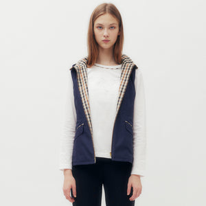 Reversible House Check Vest with Hood DGL