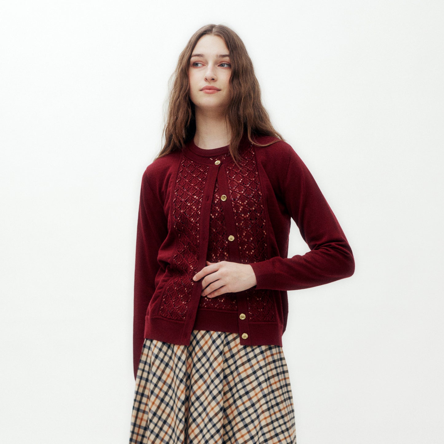 House Check Jacquard Cardigan DG L