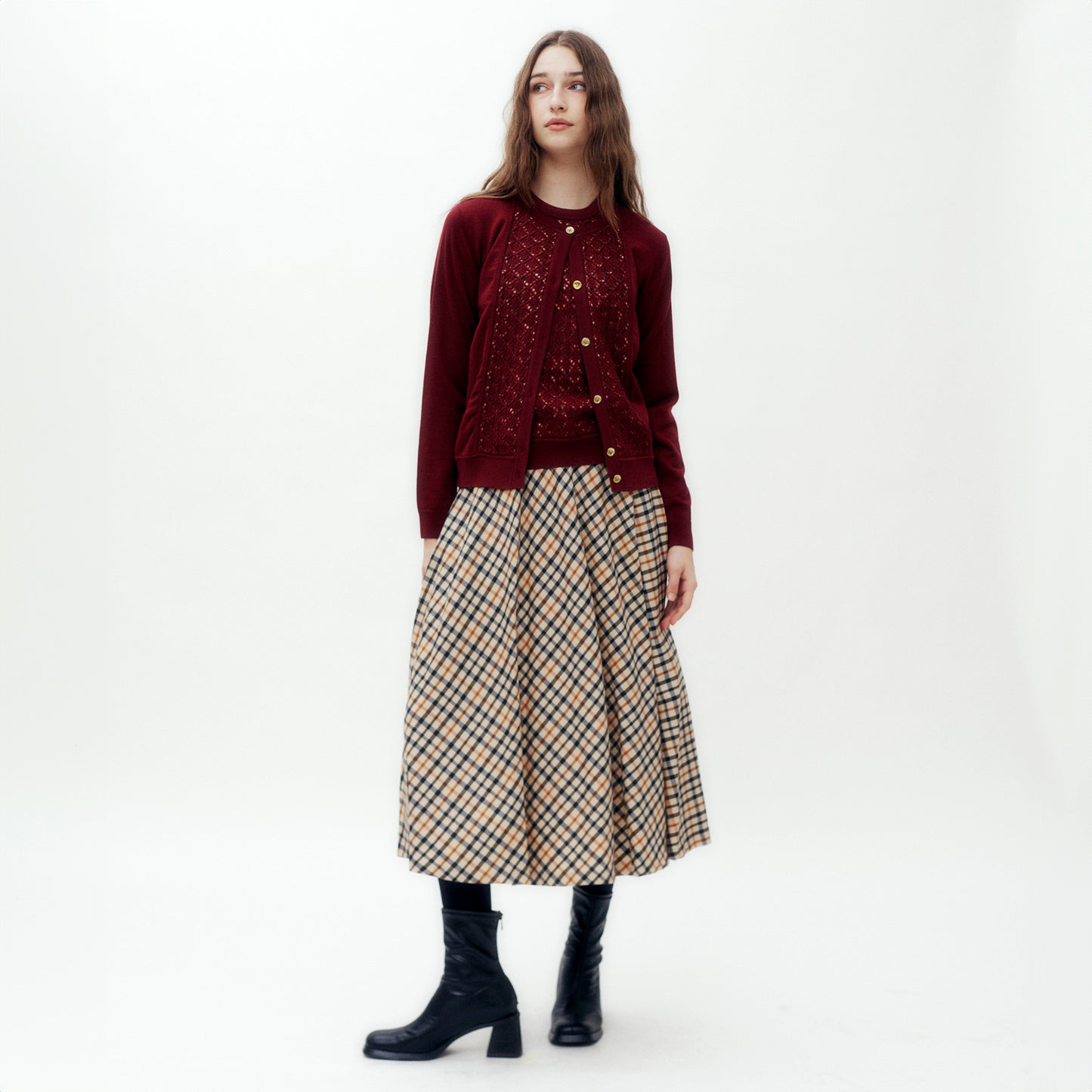 House Check Jacquard Cardigan DG L