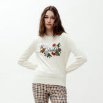 House Check Flower Print Sweater