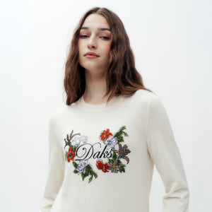House Check Flower Print Sweater DG L