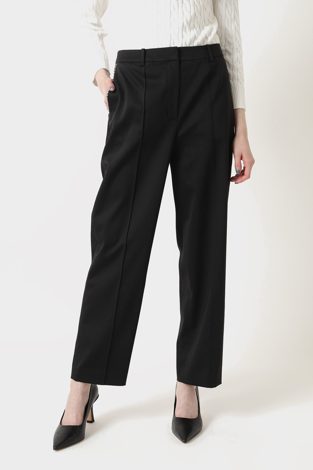 Straight Pants with Crease Details