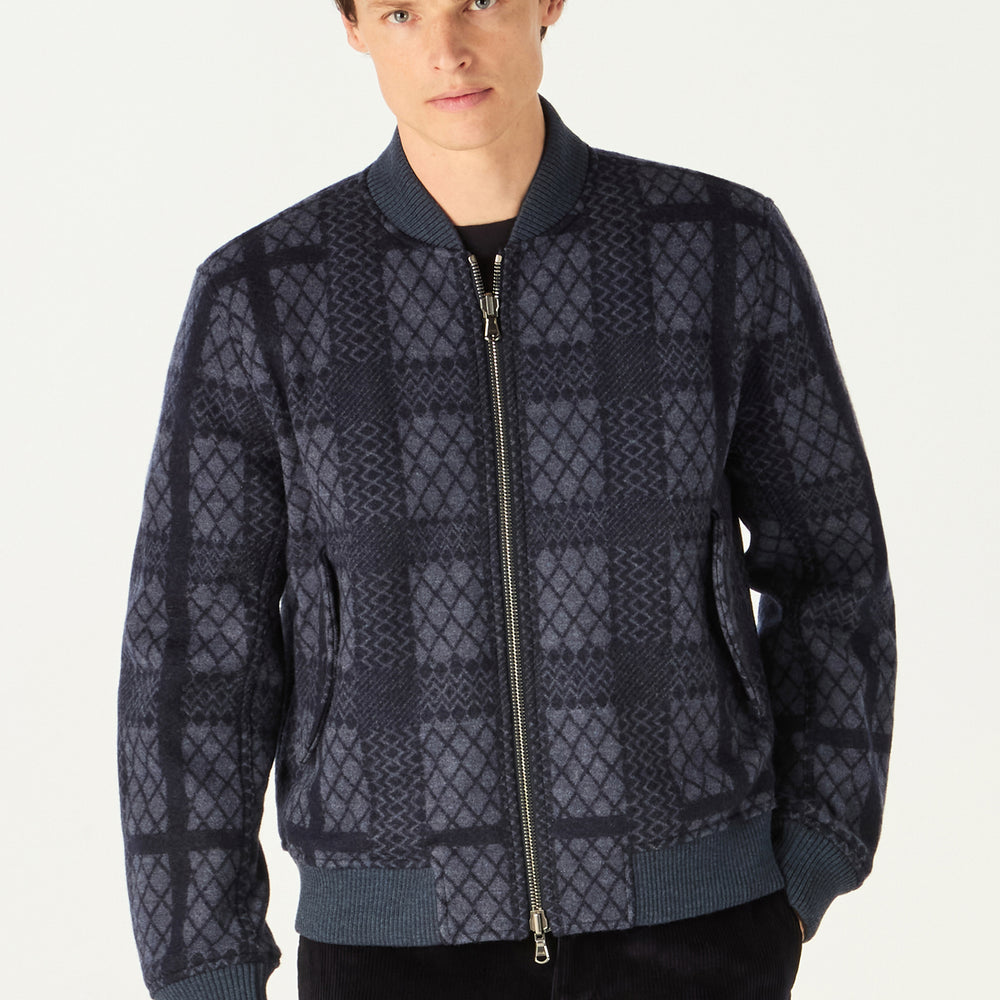 Reversible Geo Check Bomber Jacket