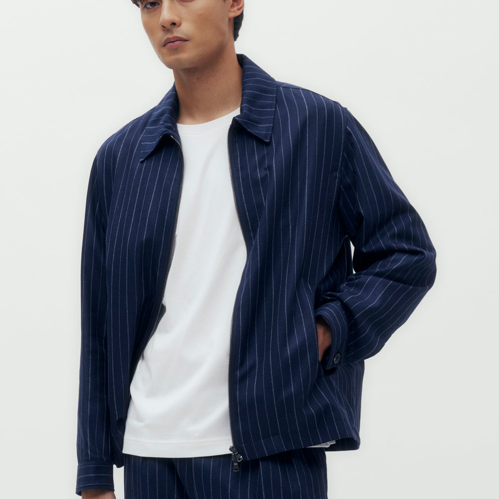 Pin Striped Blouson - Navy