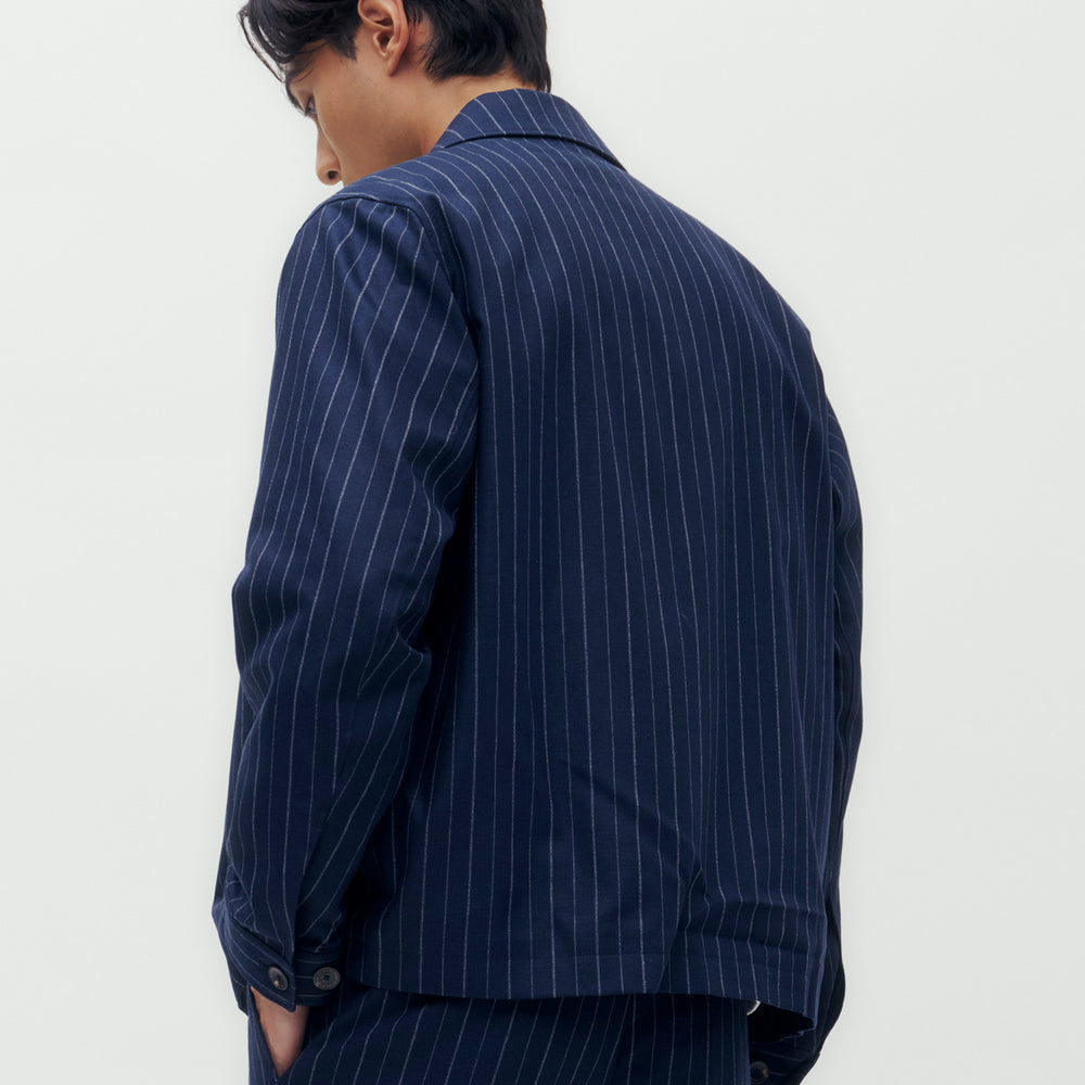 Pin Striped Blouson - Navy