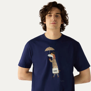 DAKS X Mr Slowboy Anniversary T-Shirt 'Rain' Navy