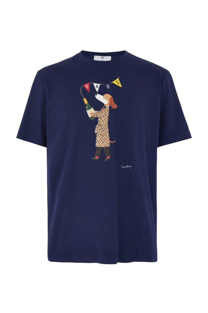 
                      
                        DAKS X Mr Slowboy Anniversary T Shirt 'Champagne' Navy
                      
                    