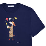 DAKS X Mr Slowboy Anniversary T Shirt 'Champagne' Navy