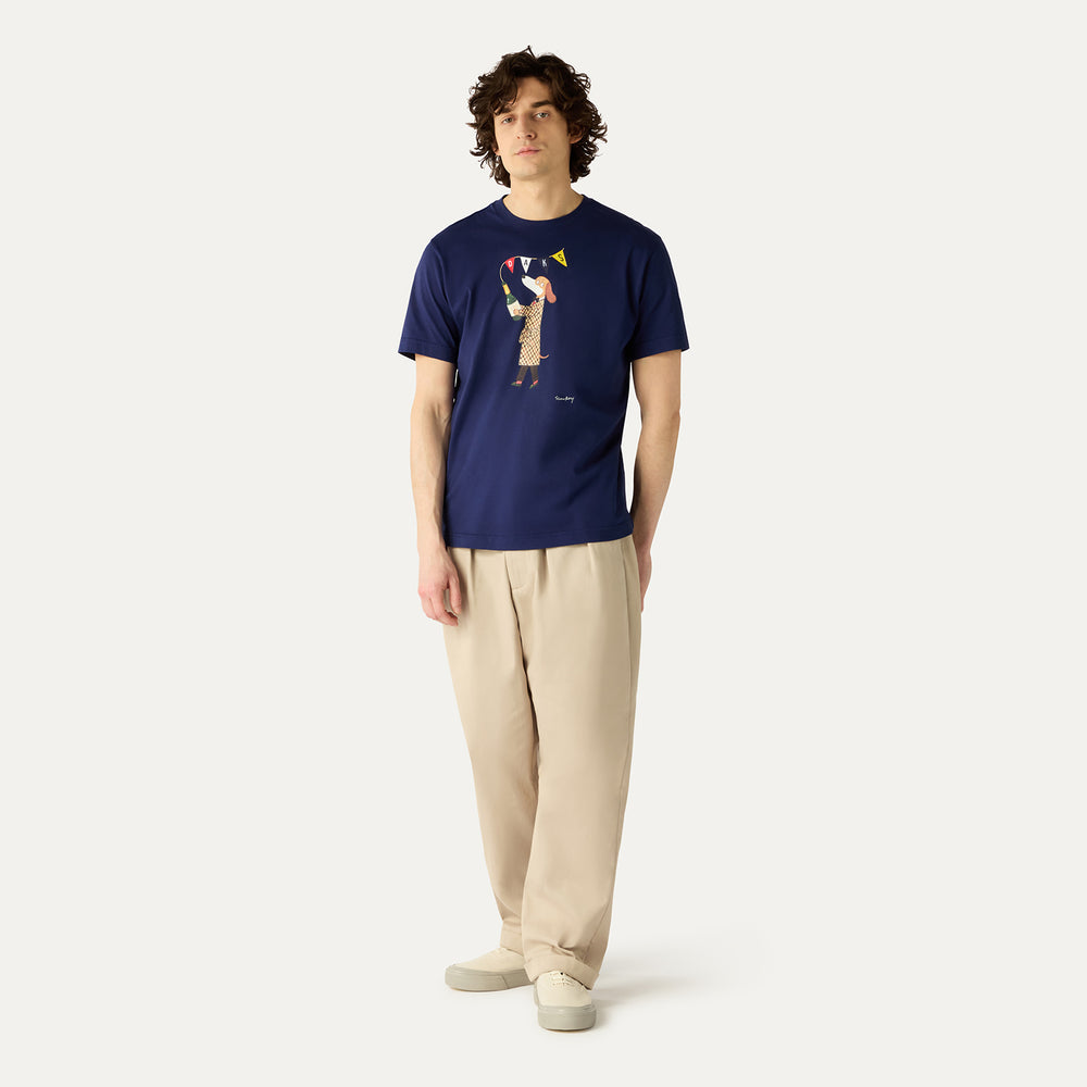 
                      
                        DAKS X Mr Slowboy Anniversary T Shirt 'Champagne' Navy
                      
                    