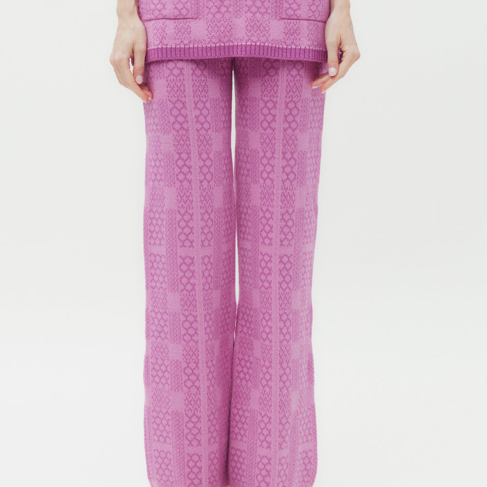 Knitted Geo Check Trousers