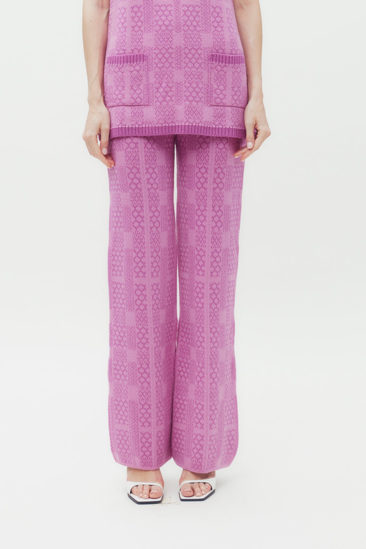 Knitted Geo Check Trousers