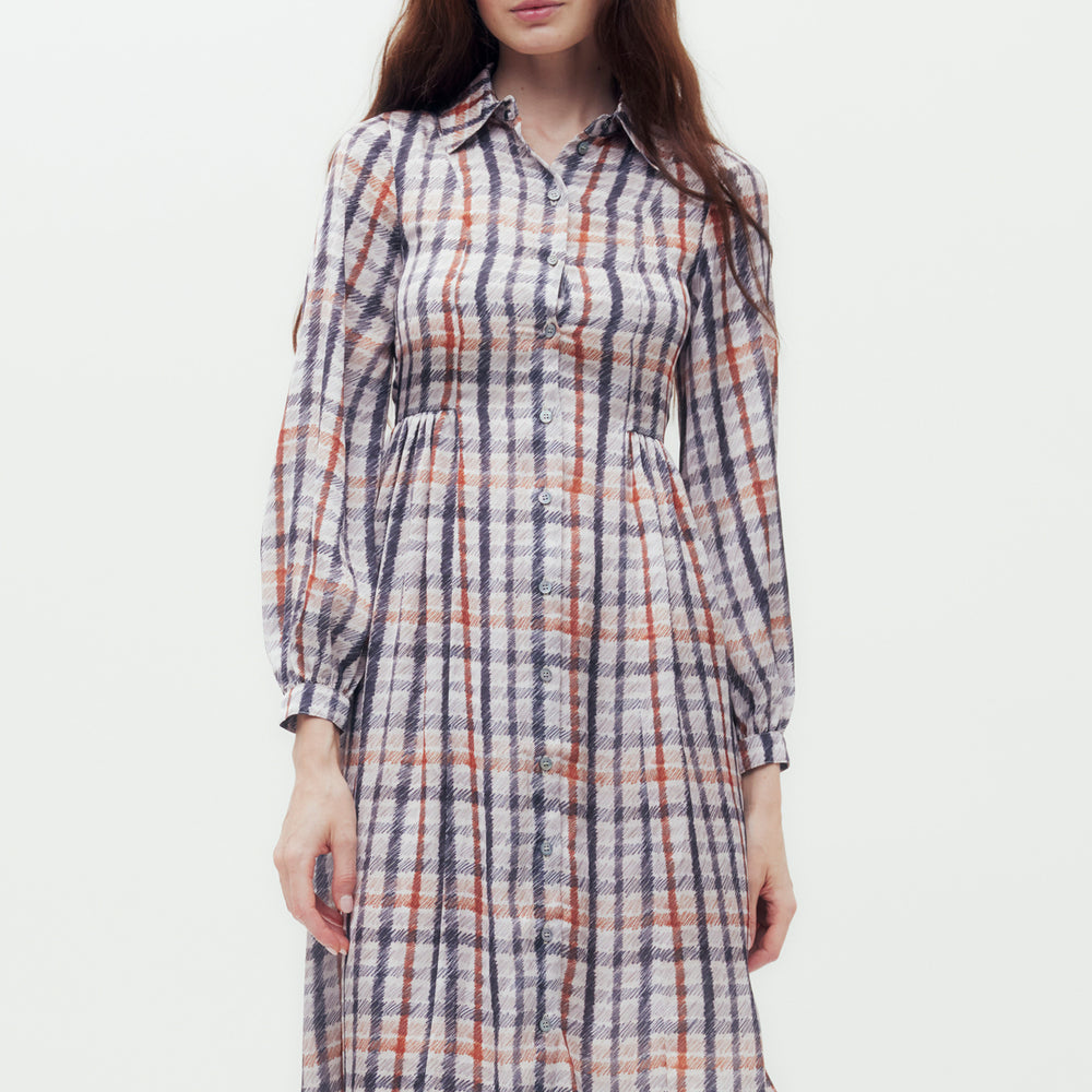 Pencil House Check Gathered Shirt Dress