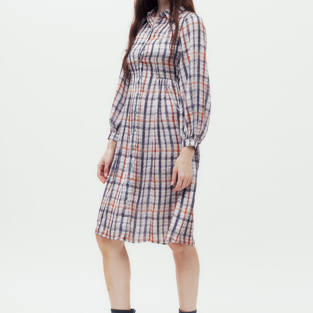 
                      
                        Pencil House Check Gathered Shirt Dress
                      
                    