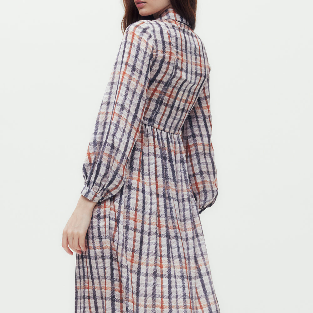 Pencil House Check Gathered Shirt Dress