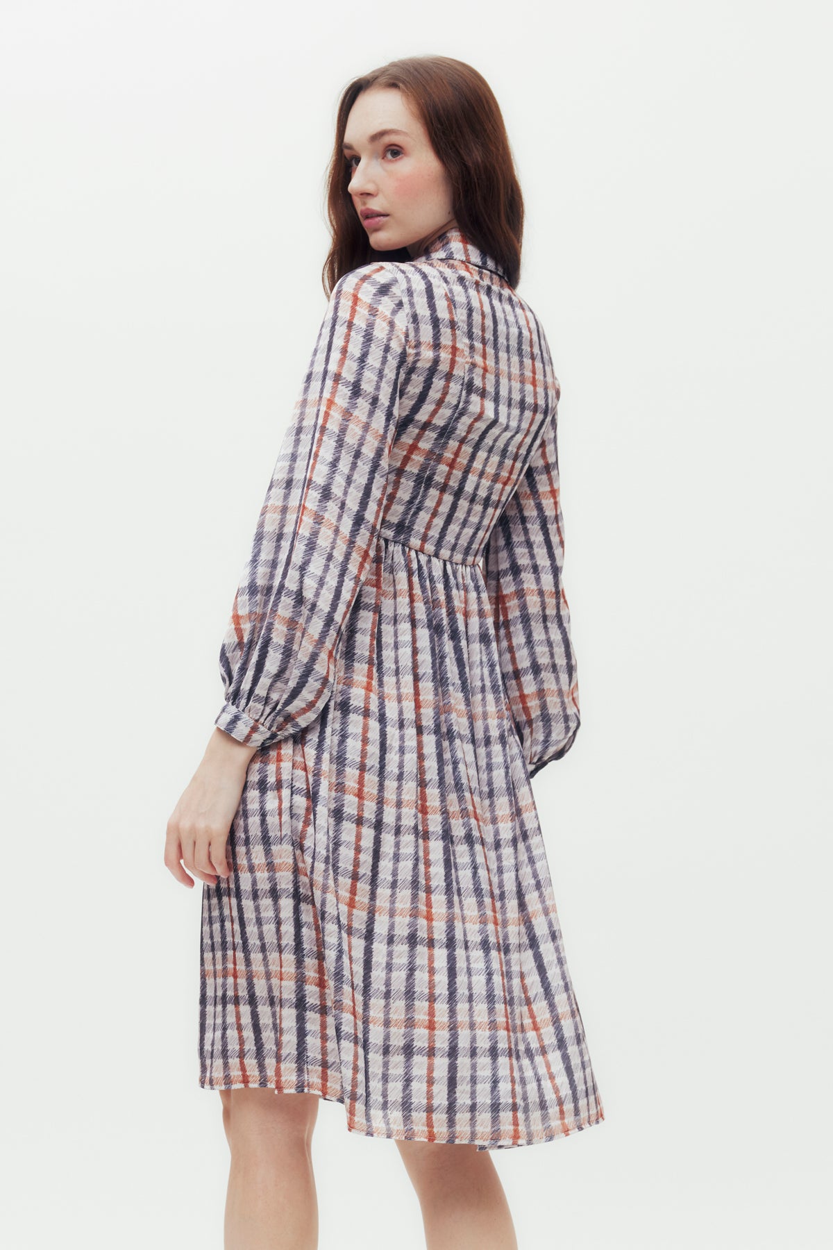 Pencil House Check Gathered Shirt Dress