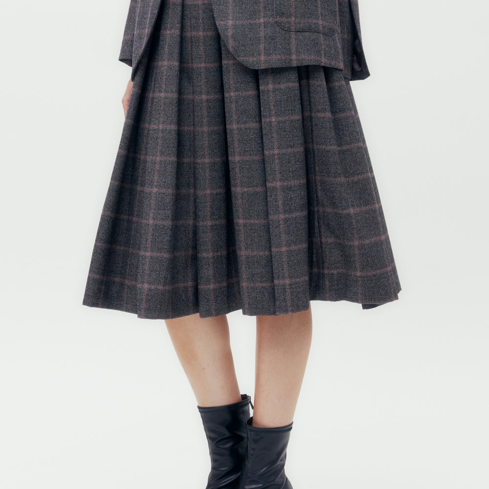 Pleated Checked Skirt