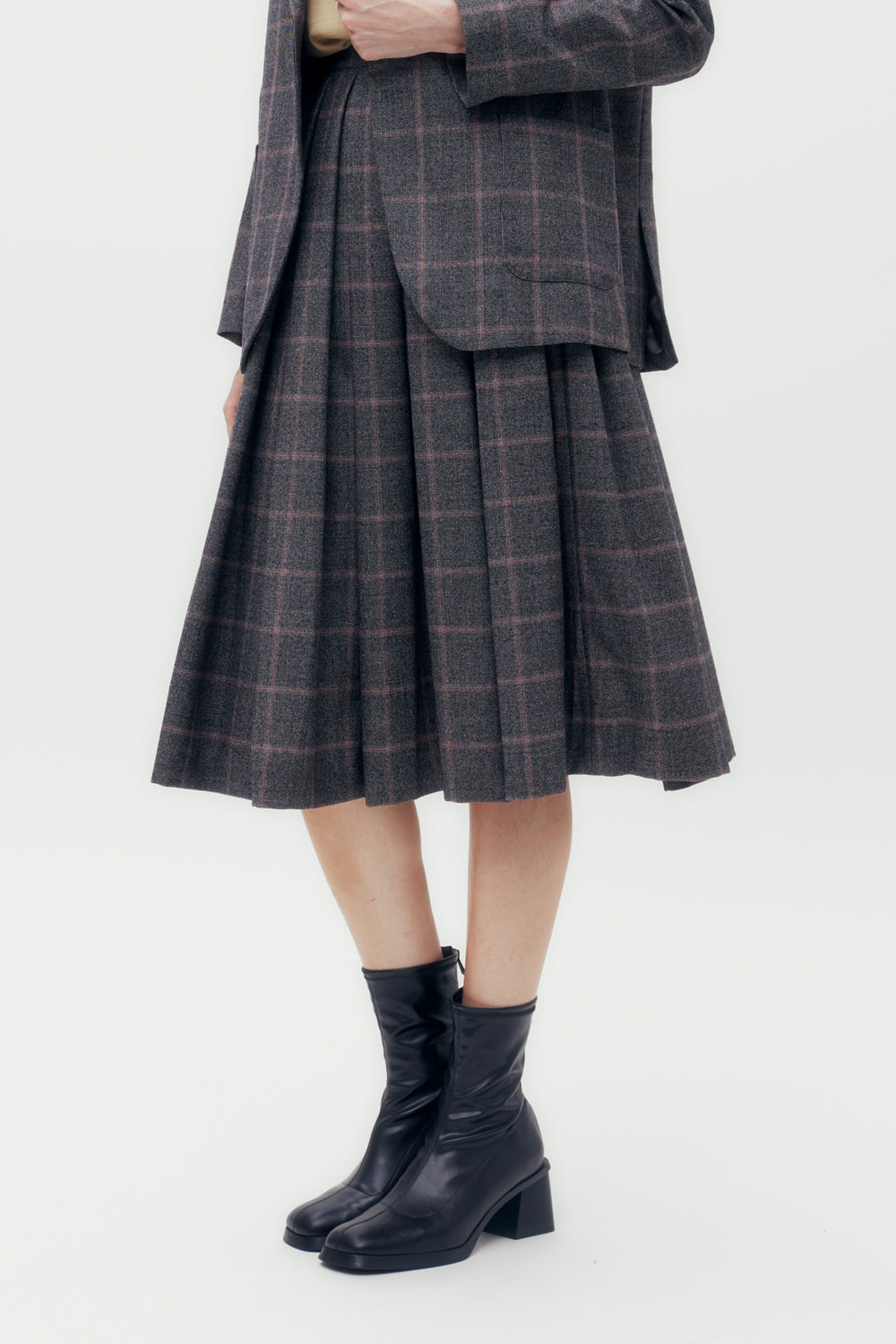 Pleated Checked Skirt