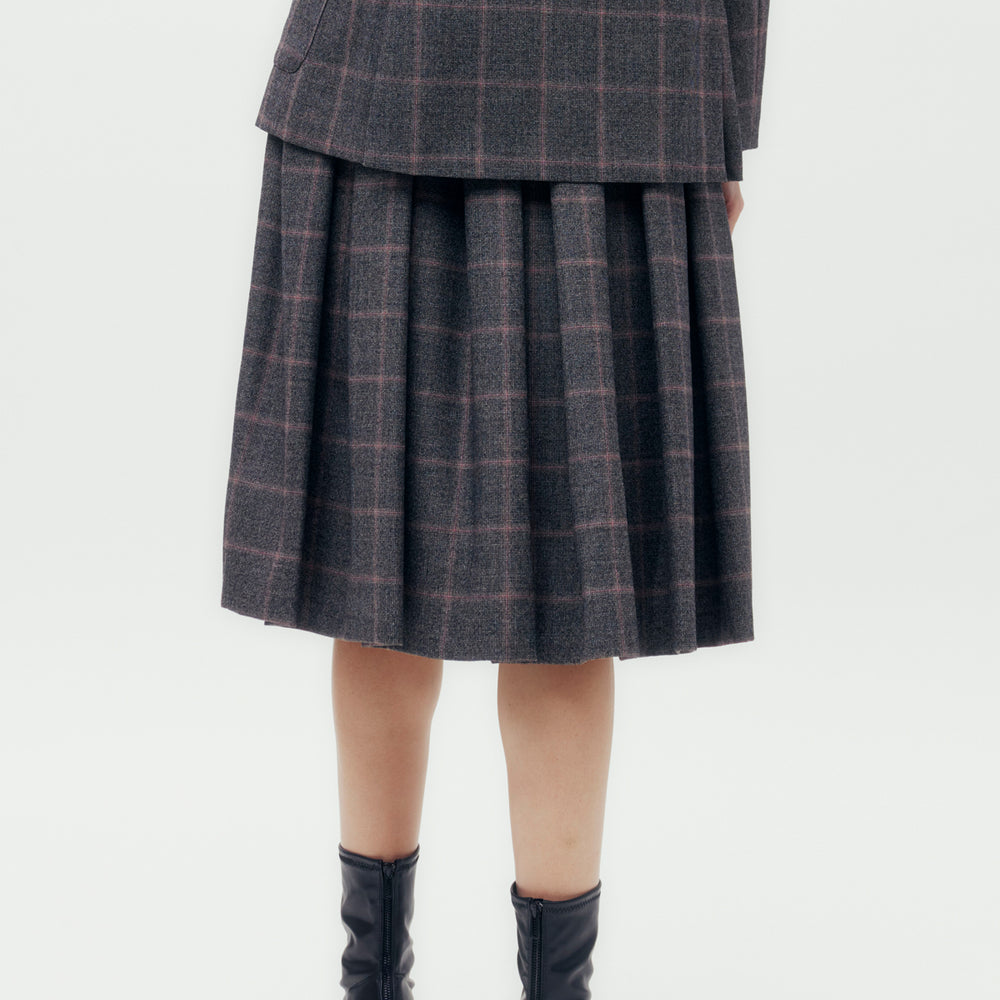 Pleated Checked Skirt