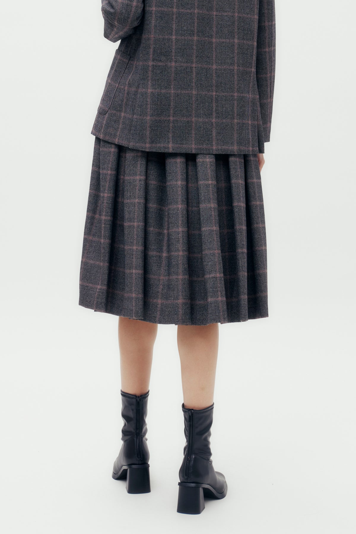 Pleated Checked Skirt