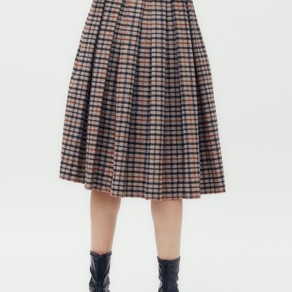 Pleated House Check Skirt