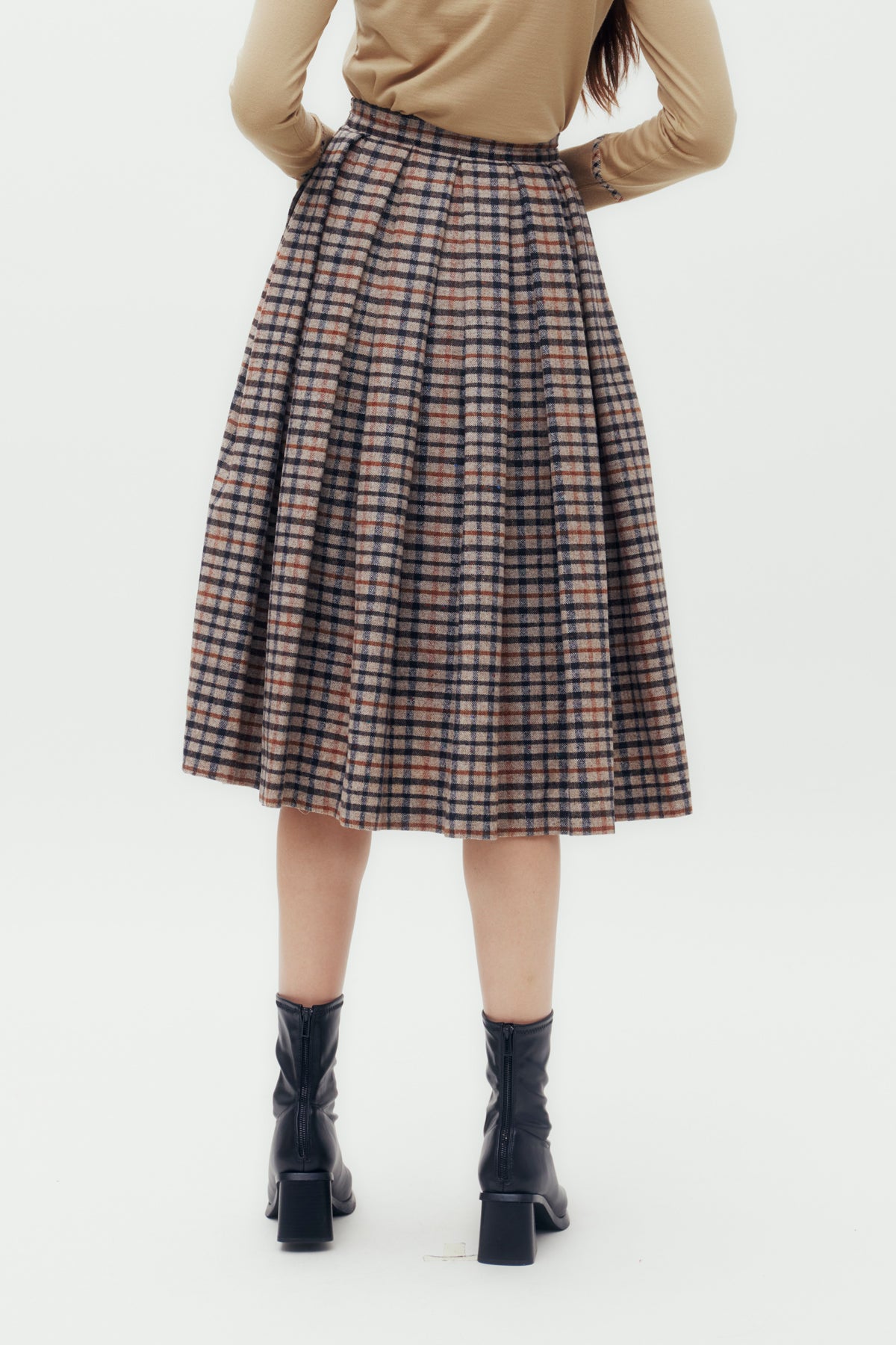 Pleated House Check Skirt