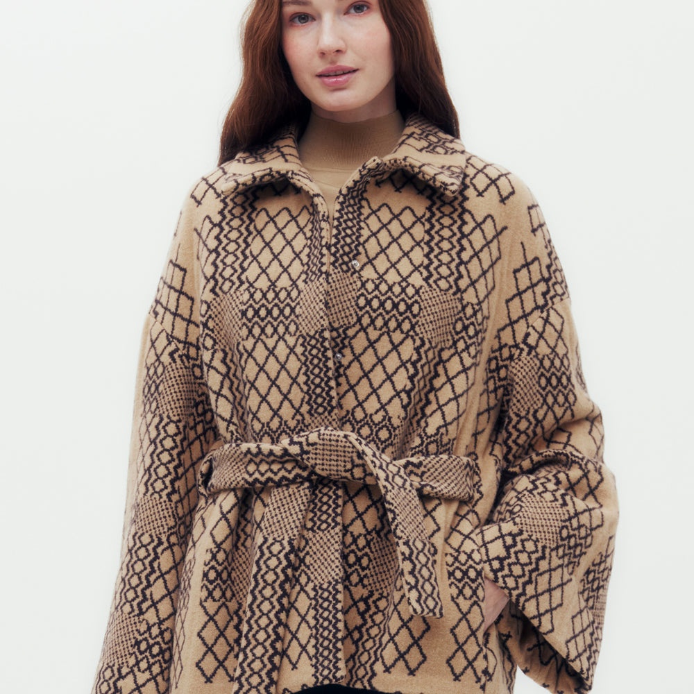 
                      
                        Classic Jacquard Geo Check Coat
                      
                    