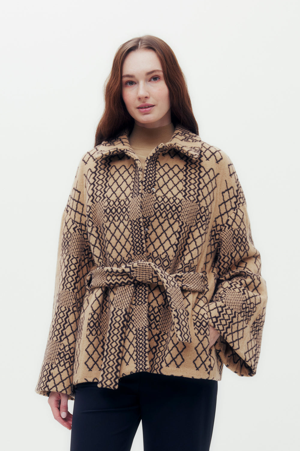 Classic Jacquard Geo Check Coat