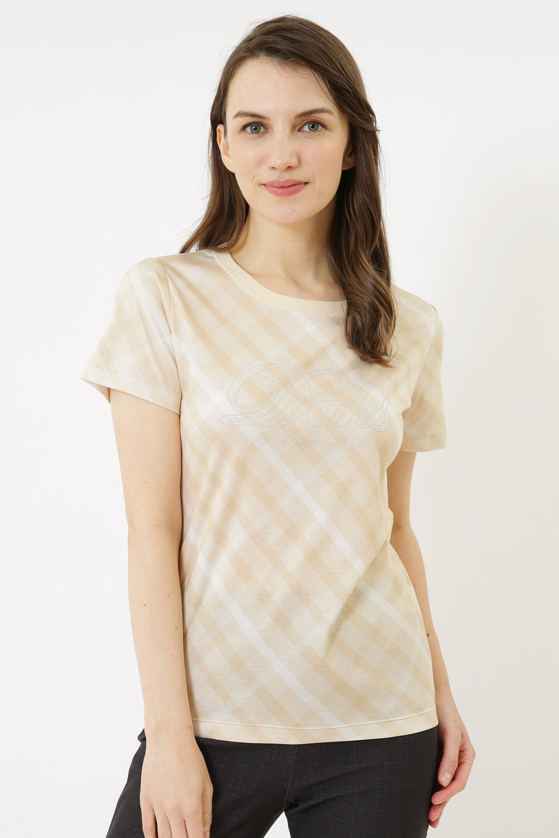 One Tone Check Pearl Logo Cotton T-Shirt DAKS Hong Kong