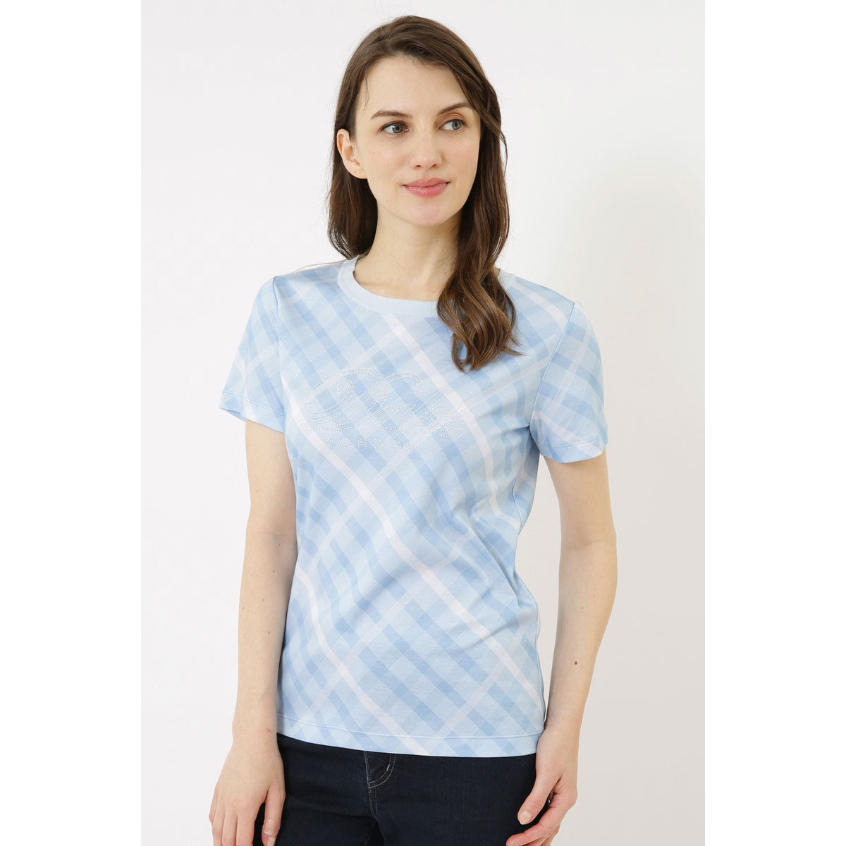 One Tone Check Pearl Logo Cotton T-Shirt DAKS Hong Kong